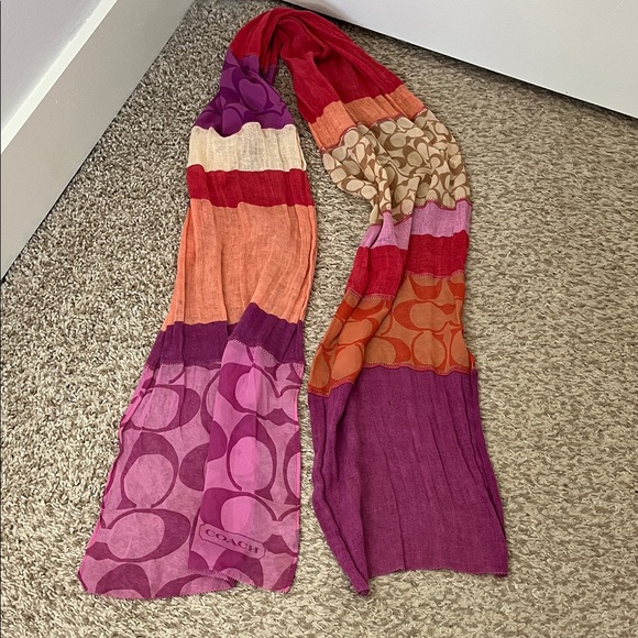 Coach Accessories - Coach Pink Purple Orange Creme & Brown Colorway Patchwork Scarf